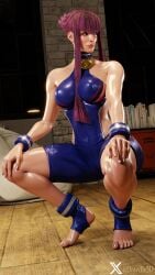 3d athletic athletic_female busty capcom dawdle3d female female_focus female_only hourglass_figure manon_legrand pink_hair pinup pinup_pose squatting street_fighter street_fighter_6 wide_hips