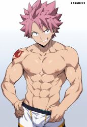 ai_generated biceps big big_ass big_ass_(male) erection fairy_tail kangmzze male male_breasts male_only muscular muscular_male natsu_dragneel pecs penis pink_hair thighs