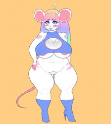 2016 absurd_res anthro areola big_breasts bottomless breasts clothed clothing erect_nipples female hi_res mammal mouse nipple_bulge nipples patricia_(plankboy) plankboy pussy rodent solo thick_thighs wide_hips