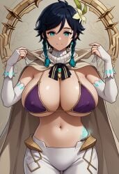 1girls ai_generated big_breasts big_thighs breasts female female_only genshin_impact huge_breasts huge_thighs large_breasts large_thighs m467 navel rule_63 thick_thighs thighs venti_(genshin_impact) voluptuous