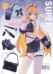 big_breasts blonde_hair fishnets goth goth_girl heels high_heels mario_(series) mito609 nintendo posing posing_for_the_viewer princess princess_peach sexy_pose super_mario_bros.