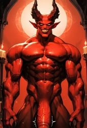 1boy ai_generated demon demon_horns huge_cock jokerofhearts solo solo_male