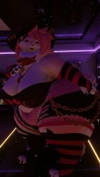 anthro bbw big_areola big_ass big_belly big_breasts big_butt big_nipples big_thighs breasts_out chains chubby chubby_anthro chubby_female ear_piercing earrings fat fat_ass fat_belly fat_breasts fat_butt fat_thighs fishnet_legwear fluffy_tail fur furry gigantic_ass gigantic_butt gigantic_thighs gold_(metal) hair halloween halloween_2022 huge_ass huge_belly huge_breasts huge_butt huge_nipples huge_thighs jewelry large_ass large_belly large_breasts large_butt large_thighs necklace overweight overweight_female piercing piercings pink_fur pink_hair posing posing_for_the_viewer ripped_clothing ripped_pants ripped_shorts socks spiked_collar tagme tail valentine_(bjornn) vrchat vrchat_avatar vrchat_model white_fur white_hair witch_costume witch_hat