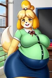 ai ai_generated big_belly fat isabelle_(animal_crossing) mobians.ai shih_tzu