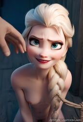 ai_generated captured disney disney_channel disney_princess elsa_(frozen) female frozen_(film) frozen_2 grabbed looking_at_viewer looking_pleasured naked naked_female nude nude_female sitting smile