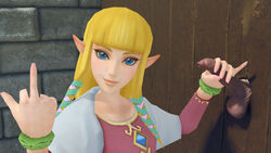 1boy 3d artist_request blonde_hair blue_eyes braids elf_ears female flipping_off flipping_viewer_off foreskin glory_hole handjob long_blonde_hair long_hair looking_at_viewer nintendo penis pinkie_out princess_zelda skyward_sword the_legend_of_zelda the_legend_of_zelda:_skyward_sword unknown_artist zelda_(skyward_sword)