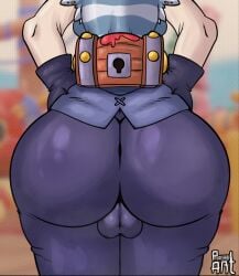 ass_focus back_view balls brawl_asses brawl_stars clothed futa_only futanari huge_ass patatero69 penny_(brawl_stars)