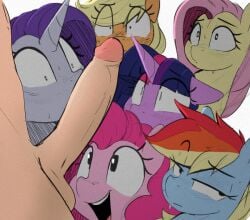 1boy 6girls applejack_(mlp) big_penis earth_pony fluttershy_(mlp) human_on_feral male_on_feral my_little_pony pegasus penis_awe pinkie_pie_(mlp) rainbow_dash_(mlp) rarity_(mlp) twilight_sparkle_(mlp) unicorn welost