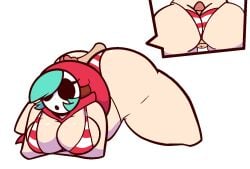 1girls ass_up big_breasts disembodied_penis hot_dogging m-alpha mario_(series) on_arms on_knees shy_gal swimwear thick_thighs