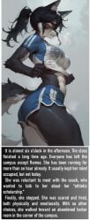 ai_generated anthro blackmail blush breathing furry machina267 ponytail running see-through_clothing shorts sportswear sweat thighs wolf_girl