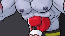 16:9 abs animated anthro back_muscles balls beaten beaten_up big_muscles bodily_fluids boxing boxing_gloves clothing cum duo fan_character felid feline fight fighting_ring generation_1_pokemon generation_7_pokemon genital_fluids genitals gut_punch handwear hi_res humanoid humanoid_genitalia humanoid_penis hunter-husky incineroar long_playtime machoke male male/male mammal moan muscular muscular_anthro muscular_male nintendo orgasm pecs penis pokemon pokemon_(species) public public_nudity sound sport tagme video video widescreen