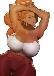 1female 1girls armpits arms_up ass big_ass big_breasts bra breasts breath_of_the_wild cleavage dark-skinned_female dark_skin doublehero female female_only huge_breasts mature mature_body mature_figure mature_woman milf mommy nintendo pantyhose purple_eyeshadow purple_lipstick solo solo_female the_legend_of_zelda thick thick_ass thick_thighs thigh_gap thighs thong_under_pantyhose urbosa voluptuous voluptuous_female white_bra wide_hips