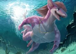 absurd_res anthro blulesnsfw erection fish genitals hair hi_res long_hair marine muscular nude penis sea shark underwater water