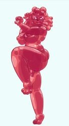 absurd_res anthro balls biped breasts candy cinnamimi dessert eyewear food food_creature genitals glasses gummy_(food) gummy_creature gynomorph hi_res intersex living_candy nipples nude penis red_body solo thick_thighs