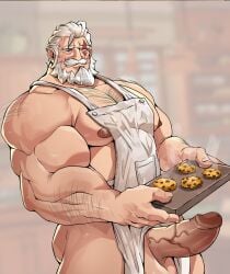 2024 activision balls bara beard big_balls big_penis blizzard_entertainment da_ddy22 daddy dadee dilf erection looking_at_viewer male male_nipples male_only manly mature_male muscular_male nipples overwatch overwatch_2 penis reinhardt scar white_beard white_hair