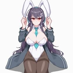 1:1_aspect_ratio 1girls animated areola_slip big_breasts blush breast_grab bunny_ears bunny_suit bunnysuit cleavage commissioner_upload counter:side cum cum_in_mouth cum_in_pussy cum_inside cum_on_breasts detached_collar extremely_large_filesize fake_animal_ears fellatio female furumero groping headphones jacket jin_bora_(counter:side) kissing lactation large_breasts leotard long_hair ma male navel necktie necktie_between_breasts oral pantyhose pixel_art sex thighband_pantyhose tie tie_between_breasts undressing vaginal_penetration white_background