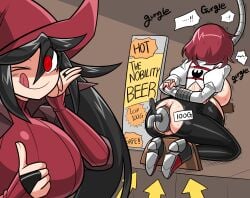 2girls alcohol all_the_way_through anal anal_insertion anal_object_insertion anal_wine backsu beer belly belly_bulge bondage female female_focus female_only femsub forced gaping gaping_anus human humiliation large_insertion maddie_the_witch object_in_ass object_insertion restrained