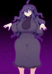 1girls 2024 2d 2d_(artwork) ahoge big_breasts big_thighs breasts clothing dress erect_nipples female fully_clothed hairband hex_maniac huge_breasts looking_at_viewer mehdrawings messy_hair nintendo pokemon pokemon_xy purple_eyes purple_fingernails purple_hair purple_nails smile smiling smiling_at_viewer solo_female spiral_eyes standing thighs tight_clothes tight_clothing turtleneck_sweater wavy_hair