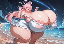 1girls ahoge ai_generated areola_slip areolae ass ass beach big_lips blue_archive blue_eyes breasts breasts_bigger_than_head butt_bigger_than_body butt_bigger_than_head butt_bigger_than_torso cleavage cleavage_overflow clothed fangs female_focus gigantic_breasts halo handbag heterochromia hoshino_(blue_archive) hoshino_(swimsuit)_(blue_archive) huge_ass huge_breasts huge_butt hyper hyper_ass hyper_breasts hyper_butt isometria large_ass large_breasts large_nipples lips long_hair massive_ass massive_breasts massive_butt multicolored_eyes nipple_bulge orange_eyes outdoors overflowing_breasts pink_hair sandals solo_female swimsuit thick_thighs tight_clothing