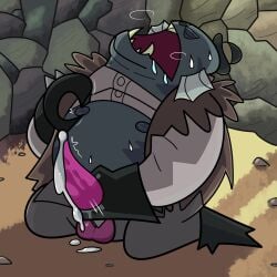 anthro balls bent_over blue_body bodily_fluids boots bowler_hat breathing claws closed_eyes clothed clothing clothing_lift cum cum_drip cum_on_ground cum_on_penis cumshot detailed_background dripping drooling ejaculation fin fish footwear frisco_(long_gone_gulch) genital_fluids genitals gloves handwear hat headgear headwear hi_res humanoid kneeling long_gone_gulch looking_pleasured lost_in_pleasure male marine markings masturbation motion_lines nipple_fetish nipple_outline nipple_pinch nipple_play nipples oddbuffet open_mouth orgasm orgasm_face overweight overweight_anthro overweight_male partially_clothed penis perciform pinch saliva sharp_teeth shoes slightly_chubby slightly_chubby_anthro slightly_chubby_male solo solo_male striped_body stripes sweat sweatdrop teeth textless throbbing throbbing_penis wet wet_penis wolffish zoarcoid