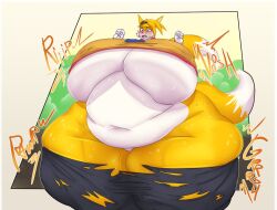 1boy anthro anthro_only anthrofied belly big_belly big_breasts blush breast_expansion breasts busty busty_boy canid canine expansion fat fox fur furry googles growth huge_breasts huge_thighs humanoid hyper hyper_breasts hyper_thighs large_breasts male male_only mammal obese obese_male onomatopoeia overweight overweight_male ripped_clothing ripped_pants solo solo_male sonic_(series) sound_effects sweat sweatdrop tails tailsko thick thick_thighs thigh_expansion thighs torn_clothing torn_pants ujanskiy underboob yellow_body yellow_fur