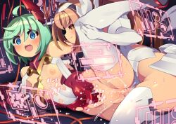 1futa 1girls areolae armor azure_striker_gunvolt blue_eyes blush breasts brown_eyes brown_hair cable clothed clothing commission digital_dissolve duo elbow_gloves erection female female_ejaculation female_orgasm futa_on_female futa_with_female futanari gloves green_hair gummyrise gunvolt_chronicles_luminous_avenger_ix hacking holding_leg holographic_interface human kohaku_(gunvolt) kohaku_(luminous_avenger_ix) leg_up light-skinned_female light-skinned_futanari light_skin lola_(gunvolt) mind_control mostly_nude multiple_girls nipples orgasm penis pussy_juice red_headwear roro_(gunvolt) sex short_hair skeb_commission small_breasts smirk squirting thighhighs vaginal_penetration white_thighhighs