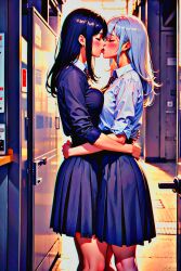 2girls ai_generated big_breasts lesbian_kiss seaart.ai tongue_kiss yuri