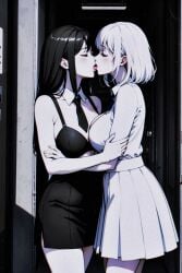 2girls ai_generated big_breasts lesbian_kiss seaart.ai tongue_kiss yuri