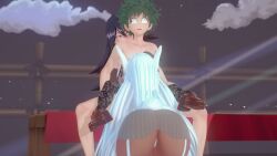 1boy 2girls 3d ass behind_another blowjob blue_eyes boku_no_hero_academia bunny_ears bunny_girl bunny_tail dark-skinned_female fellatio female green_eyes green_hair handjob izuku_midoriya kayama_nemuri kneeling kneeling_oral_position koikatsu light-skinned_female light-skinned_male lingerie long_hair male male/female midnight_(my_hero_academia) midoriya_izuku miruko my_hero_academia nemuri_kayama older_female older_woman_and_younger_boy purple_hair rumi_usagiyama shakes shoes shorts teenager threesome usagiyama_rumi white_hair younger_male