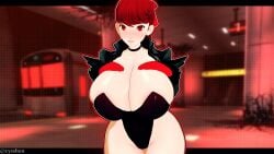 3d 3d_(artwork) clothing cyshen female huge_breasts human kasumi_yoshizawa koikatsu large_ass large_breasts leotard looking_at_viewer mementos pale_skin persona persona_5 persona_5_royal phantom_thief_suit ponytail red_hair sumire_yoshizawa