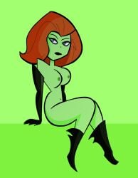 batman:_the_animated_series batman_(series) black_gloves blue_eyes boots breasts dc_comics dcau gloves green_skin latex latex_boots latex_gloves looking_up mommy poison_ivy poison_ivy_(dcau) red_hair seductive seductive_look the_new_batman_adventures