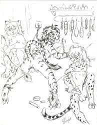 1990s 1998 20th_century 3boys anthro anus black_and_white bondage bound bound_ankles bound_tail bound_wrists bushycat chains clawed_feet clawed_toes claws dildo felid feline furry genitals male_focus male_only pawpads paws penis sex_toy testicles tickle_fetish tickle_torture tickling traditional_media traditional_media_(artwork) trio