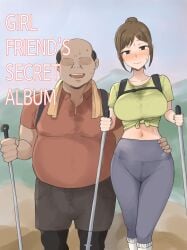 1girls anime anime_style blush brown_hair cheating clothing comic fat-kun fat_man female girlfriend girlfriend's_secret_album hiker laliberte large_breasts legs_together manga old_man sweat_stain ugly_bastard ugly_man wide_hips