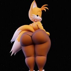 absurd_res adri164 ass big_butt black_clothing black_leggings black_legwear bubble_butt canid canine clothing femboy fox hi_res leggings legwear looking_at_viewer male mammal sega smile solo sonic_(series) sonic_the_hedgehog_(series) tail tails thick_thighs thong thong_underwear translucent translucent_clothing underwear wide_hips