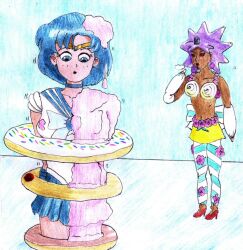 ami_mizuno bishoujo_senshi_sailor_moon clothing female high_heels large_breasts marzipan pre-transformation sailor_mercury skirt small_breasts tagme thick_thighs traditional_media transformation wide_hips zoe-the-pink-ranger