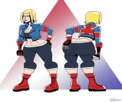 1girls ass bending_over big_ass boots cammy_white capcom crop_top fat_ass fingerless_gloves hand_on_butt huge_ass ineptoutcast jacket scar street_fighter street_fighter_6 tight_fit wide_hips yoga_pants