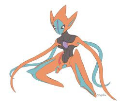 action_pose color deoxys flat_colors front_view glans legendary_pokemon male male_only nintendo penis pokemon pokemon_(species) signature simple_background solo tentacle tinybeasts unusual_penis video_games what white_background