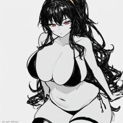 attractive breasts confused huge_breasts library_of_ruina project_moon red_eyes sketch solo solo_female thighs xiao_(library_of_ruina)