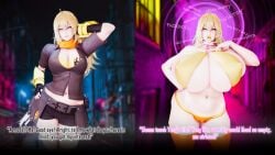 1girls 3d arcrad big_breasts bimbo bimbo_body bimbo_lips bimbofication blonde_hair brainwashed brainwashing breast_expansion breasts busty cleavage collar curvaceous curvy curvy_body curvy_female english english_text female hand_on_hip huge_breasts large_breasts lips lipstick long_hair midriff navel purple_eyes rwby shorts slut slutty_outfit text thighhighs voluptuous whore wide_hips yang_xiao_long