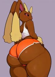 1boy 1male ai_generated anthro ass big_ass big_butt brown_fur creature creatures_(company) curvaceous curvy dat_ass femboy femboy_hooters game_freak gay girly hooters hooters_uniform huge_ass huge_butt lagomorph lagomorph_humanoid long_ears looking_back lopunny male meme nai_diffusion nintendo orange_clothing pokémon_(species) pokemon pokemon_(species) rabbit rabbit_humanoid red_eyes smile smiling stable_diffusion thick thick_ass thick_thighs tight_clothing tight_fit voluptuous whoram wide_hips yellow_fur