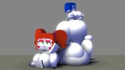 2girls 3d 3d_(artwork) ass baby_(fnafsl) ballora ballora_(fnafsl) barefoot blue_hair breasts circus_baby circus_baby_(fnaf) circus_baby_(minecraft) completely_nude completely_nude_female female female_only five_nights_at_freddy's five_nights_at_freddy's:_sister_location full_body green_eyes half-closed_eyes huge_ass large_breasts looking_at_viewer looking_back minecraft naked naked_female nude nude_female on_front red_hair short_hair sospoo standing