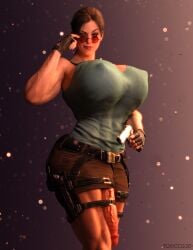 1futa 3d alternate_version_available athletic_futanari balls big_breasts bokeh breast_implants busty dickgirl fake_breasts futa_only futanari glasses guns hourglass_figure lara_croft lara_croft_(cod) massive_breasts massive_penis muscles muscular penis pinup seductive_look testicles tomb_raider toxiccg3d veiny_penis