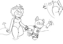 12_(rvtft) ass_focus ass_peek beach deviltech gu1de_(rvtft) monochrome romeo_vs_the_fnaf_timeline_(rp) sketch spongebob_shorts swim_trunks swimsuit vally03 water