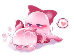 alien ambiguous_gender blush cephalopod chuchu_(kirby) crying cum cute duo feral heart kirby kirby_(series) marine messy mmtora nintendo octopus open_mouth ribbons sex simple_background smile tears tentacle video_games waddling_head white_background