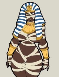 1girls african_female ass big_ass big_breasts busty dark-skinned_female dark_skin demien edit egyptian egyptian_female gray_eyes huge_ass mummy mummy_costume mummy_wrappings thick_thighs wide_hips yellow_eyes