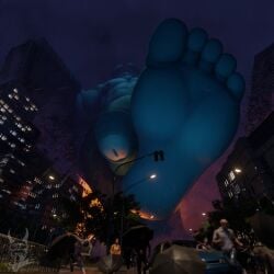 blue_penis destruction feet foreskin giant lost_proxy macro male_foot_fetish male_only raining