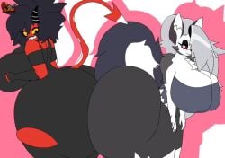 animated anthro ass demon helluva_boss huge_ass huge_breasts implied_sex loona_(helluva_boss) millie_(helluva_boss) no_sound smothering swasbi_(artist) tagme video