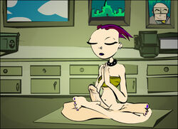 1futa casual collar dickgirl edit erection futa_only futanari germaine goth human intersex lotus_position meditating neckwear neurotically_yours nude penis purple_hair tagme topwear