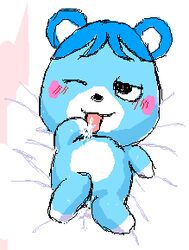 1girls animal_crossing artist_request bluebear_(animal_crossing) cum_in_pussy female nintendo straight_hair tongue tongue_out year_request