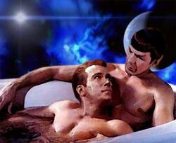 james_t._kirk leonard_nimoy male male_only multiple_males spock star_trek tagme william_shatner yaoi